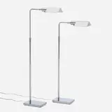 Koch & Lowy, Floor lamps, pair, c. 1970, chrome-plated brass, plastic