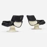Yrjö Kukkapuro, Saturn Series lounge chairs model B-175-18, pair, 1966, fiberglass, leather, steel