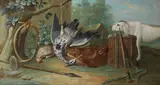 A hunting still life with a hound by French School, oil on canvas, offered Feb 2016