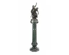 Michel Clodion, bronze figural group on a Verde Antico pedestal, bronze