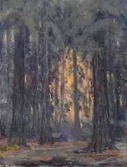 Redwoods near Ben Bow by William Posey Silva, oil on canvas affixed to panel, sold Nov 2016
