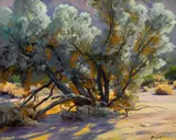 Smoke Tree by Paul Grimm, 1934, oil on canvas board, sold Nov 2016