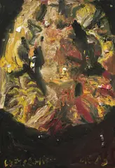 Luftschiff by Hartwig Ebersbach, 1989, Öl und Farbtuben auf Hartfaser, mit Künstlerleiste, sold Oct 2023