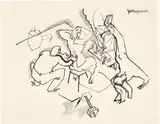 George Grosz, Zirkusgarderobe, 1914, Tuschfeder und Kohle auf Bütten