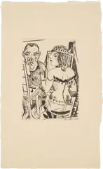 Max Beckmann, Garderobe, 1921, Kaltnadel auf Japan