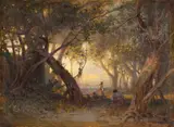 Arthur Calame, Sous les oliviers, le soir à San Remo”, 1868, Öl auf Karton