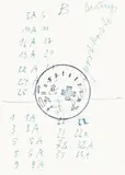 Ohne Titel (Weltpostkarte) by Joseph Beuys, Tuschfeder in Blau und Stempel auf Papier, sold Dec 2012