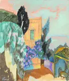 Heinrich Steiner, Der Pavillon“. 1970er Jahre, Öl auf Leinwand