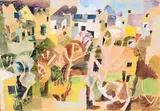 Eduard Bargheer, Landschaft mit Häusern, 1950, Aquarell und Gouache auf Bütten