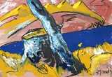 Bernd Zimmer, Baumstumpf, 1984, Tempera und Farbkreide auf Papier