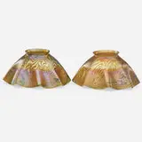 Fine pair of Favrile Damascene candle lamp shades by Tiffany Studios, sold Jan 2019