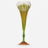 Fine tall pulled-feather floriform Favrile vase by Tiffany Studios, sold Jan 2019