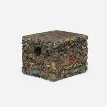 Seaweed Cube by Gaetano Pesce, 1994, resin-impregnated shredded fabrics, casters, sold Mar 2024