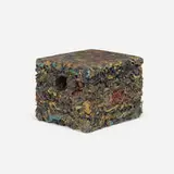 Seaweed Cube by Gaetano Pesce, 1994, resin-impregnated shredded fabrics, casters, sold Mar 2024