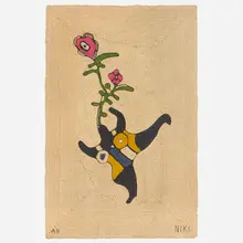 Tapestry by Niki de Saint Phalle, c. 1980, hand-woven maguey fiber, sold Mar 2024