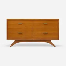 Cabinet by Vladimir Kagan, c. 1954, mahogany, brass, sold Mar 2024