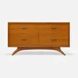 Cabinet by Vladimir Kagan, c. 1954, mahogany, brass, sold Mar 2024
