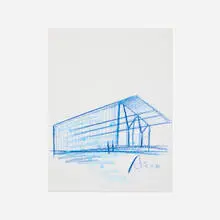 Tadao Ando, Architectural sketch (The Modern Art Museum of Fort Worth), 2002, colored pencil and ink on paper