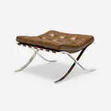 Barcelona ottoman by Ludwig Mies van der Rohe, stainless steel, leather, sold Mar 2024