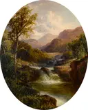 Tom Seymour, On the Greta. Nr. Keswick. Cumberland; Verdant landscape by a river fall (a pair), both oil on canvas