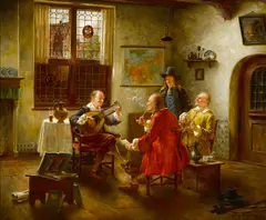 Fritz Wagner, The music lesson, oil on canvas