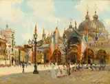 Oliver Dennett Grover, A view of Piazza San Marco, Venice, oil on canvas