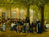 The Garden Cafe by A. Rodolphe Jacobs, oil on canvas, sold Nov 2016