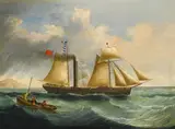 English School 19th century, A British sail-steam brigantine outward bound