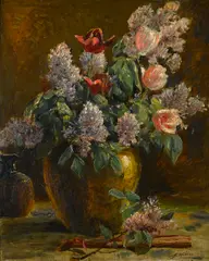 A floral still life by Joseph W. Gies, oil on canvas, sold Nov 2016