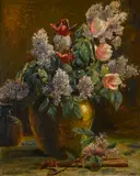 Joseph W. Gies, A floral still life, oil on canvas