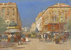 Marcel-Lenoir, Paris at midday, oil on panel
