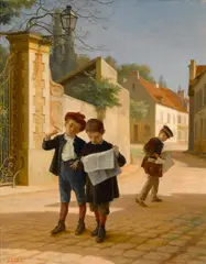 André-Henri Dargelas, Schoolboy pranks, oil on panel