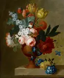 Pieter Faes, A floral still life with terracotta urn, oil on canvas