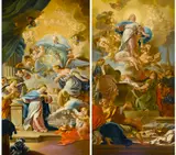 Neapolitan School, Allegorical scenes (a pair), oil on canvas