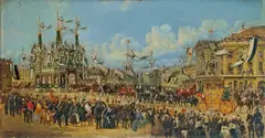Einzug König Wilhelms I. in Berlin nach seiner Krönung in Königsberg. (Nach) 1861 by Friedrich Wilhelm Klose, Öl auf Leinwand, sold May 2012