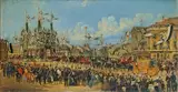 Einzug König Wilhelms I. in Berlin nach seiner Krönung in Königsberg. (Nach) 1861 by Friedrich Wilhelm Klose, Öl auf Leinwand, sold May 2012
