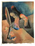 Hannah Höch, Öffnet mir diese Tür ..., Um 1935, Aquarell und Tuschfeder auf Papier