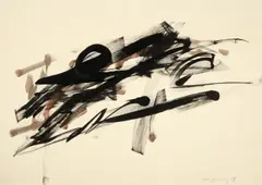 Peter Brüning, Abstrakte Komposition, 1958, Tuschpinsel und Bister auf Papier. x 85 cm (33 ½ in.)