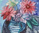 Krug mit Blumen. 1950er Jahre by Karl Hubbuch, Öl auf Hartfaser, sold Nov 2011