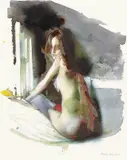 Martin Eder, Ohne Titel, 2005, Aquarell und Graphit auf Velin