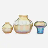 Three small Favrile vases by Tiffany Studios, sold Jan 2019