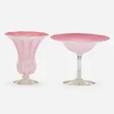 Pink Pastel Favrile compote and flaring vase by Tiffany Studios, sold Jan 2019