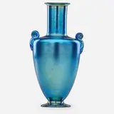 Blue Favrile urn-shaped vase by Tiffany Studios, sold Jan 2019