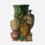 Vasi antichi umbrella stand by Piero Fornasetti, lithographic transfer print over steel with hand-coloring, enameled steel, sold Mar 2024