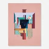 Untitled (Collage) by Michael Graves, 1980, mixed media, printed paper, charcoal, pencil, wood, acrylic, sold Mar 2024
