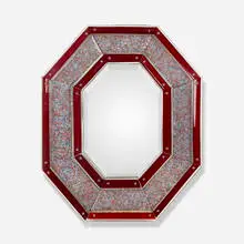 Millefiori mirror, model 241.2 by Paolo Venini, c. 1952, millefiori murrine glass panels, mirrored glass, pine, sold Mar 2024