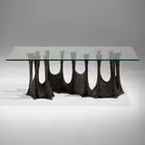 Paul Evans, Stalagmite dining table, model PE-102, 1970, bronzed resin over steel, glass
