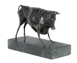 Elie Nadelman, Standing Bull, patinated bronze with brown patina on a variegated green marble base