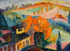 Andreas Jawlensky, Herbst im Saleggio, 1958, oil on masonite