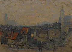 Old Street, Bruxelles, Winter by Joseph Raphael, 1921, oil on panel, offered Nov 2016